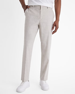 Express Men, Extra Slim White Striped Hybrid Elastic Waist Linen-Blend  Suit Pant in