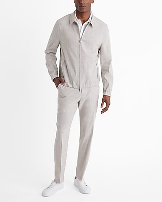 Slim Plaid Linen-Blend Hybrid Elastic Waist Suit Pant