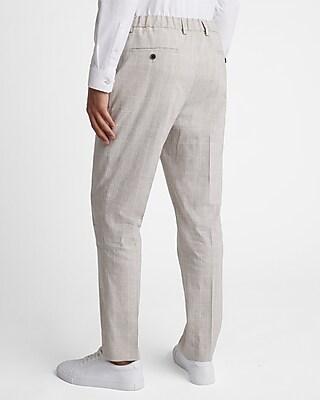 Slim Plaid Linen-blend Hybrid Elastic Waist Suit Pant Express