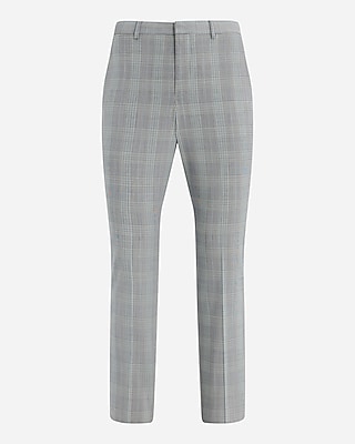 Extra Slim Blue Plaid Wool-Blend Modern Tech Suit Pant