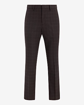 Slim Burgundy Plaid Stretch Suit Pant - image 4
