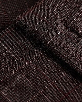Slim Burgundy Plaid Stretch Suit Pant - image 5