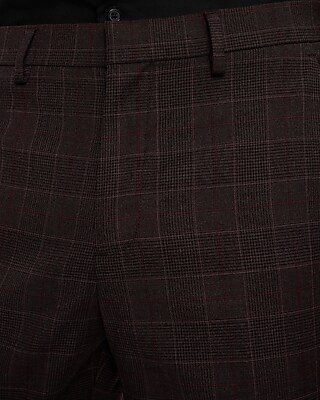 Slim Burgundy Plaid Stretch Suit Pant - image 2
