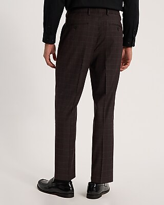 Slim Burgundy Plaid Stretch Suit Pant - image 3