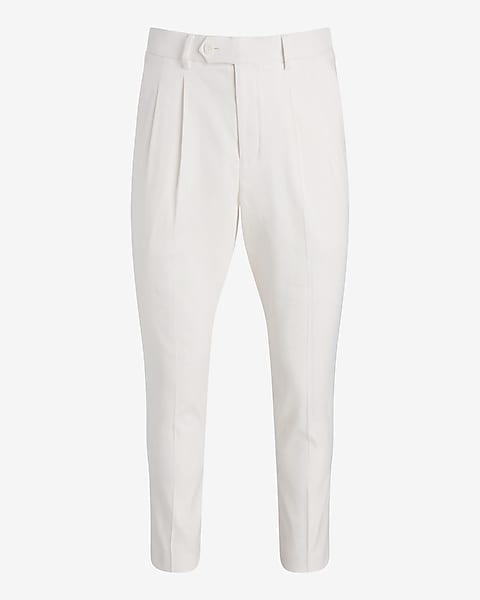 Slim Ivory Linen-blend Hybrid Elastic Waist Suit Pant | Express Slim Ivory Linen-blend Hybrid Elastic Waist Suit Pant | Express