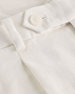 Slim Ivory Linen-Blend Hybrid Elastic Waist Suit Pant