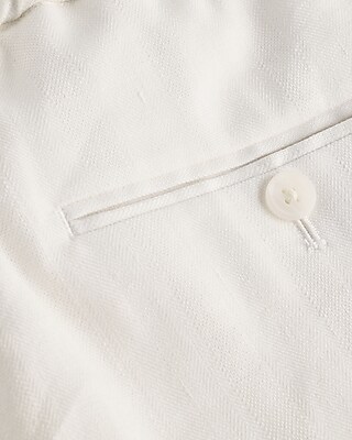 Slim Ivory Linen-Blend Hybrid Elastic Waist Suit Pant