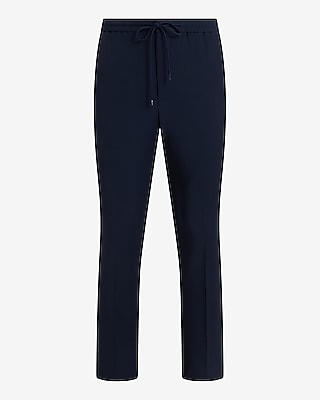 Extra Slim Deep Navy Wool-Blend Modern Tech Drawstring Suit Pant