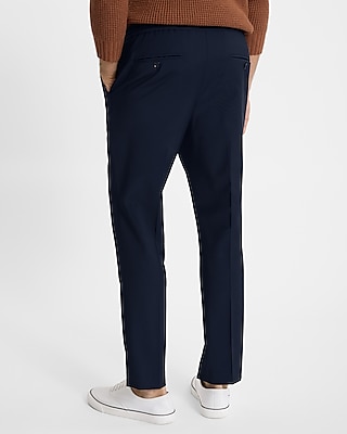 Extra Slim Deep Navy Wool-Blend Modern Tech Drawstring Suit Pant