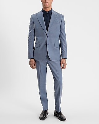 Slim Blue Wool-Blend Stretch Flannel Suit Pant