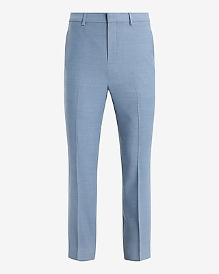 Slim Blue Wool-Blend Stretch Flannel Suit Pant