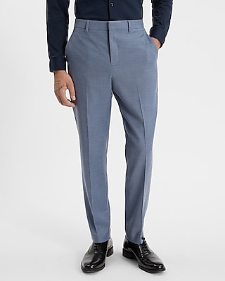 Slim Blue Wool-Blend Stretch Flannel Suit Pant