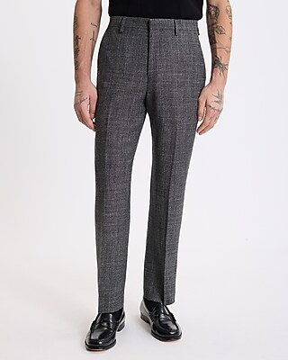 Slim Gray Textured Woven Wool-blend Suit Pant