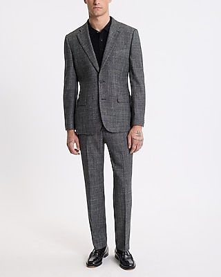 Slim Gray Textured Woven Wool-Blend Suit Pant