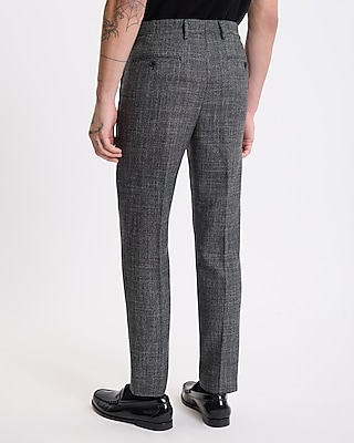 Slim Gray Textured Woven Wool-Blend Suit Pant