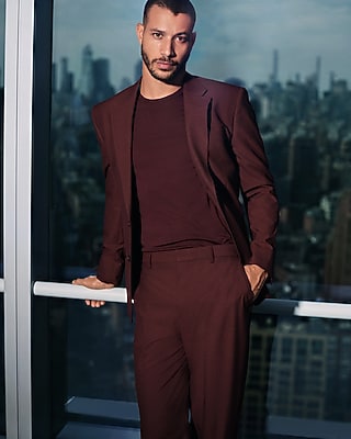 Slim Burgundy Stretch Suit Pant
