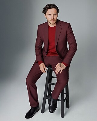 Slim Burgundy Stretch Suit Pant
