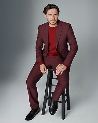 Slim Burgundy Stretch Suit Pant