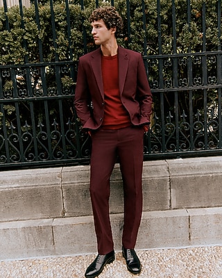 Slim Burgundy Stretch Suit Pant
