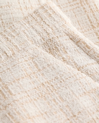 Slim White Plaid Cotton-Blend Boucle Suit Pant