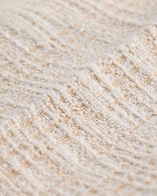 Slim White Plaid Cotton-Blend Boucle Suit Pant