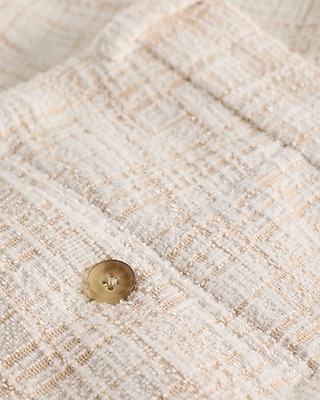 Slim White Plaid Cotton-Blend Boucle Suit Pant