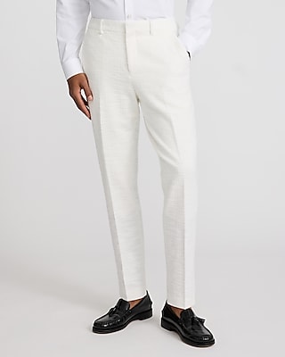 Extra Slim White Textured Boucle Suit Pant