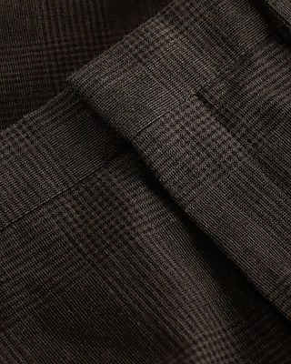Classic Black Plaid Linen-Blend Suit Pant