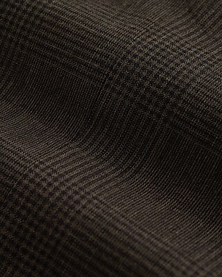 Classic Black Plaid Linen-Blend Suit Pant
