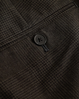 Classic Black Plaid Linen-Blend Suit Pant