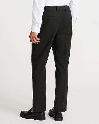 Classic Black Plaid Linen-Blend Suit Pant