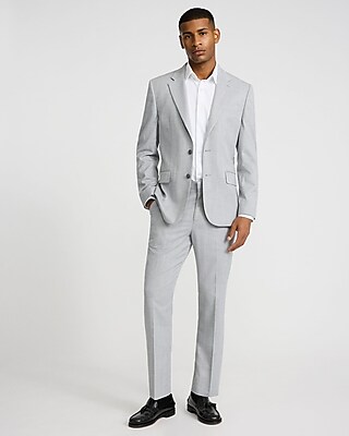 Slim Gray Herringbone Slub Suit Pant