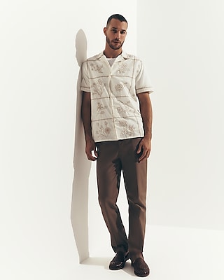 Classic Dark Khaki Linen-blend Suit Pant