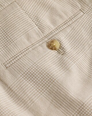 Extra Slim Plaid Khaki Linen-Blend Suit Pant