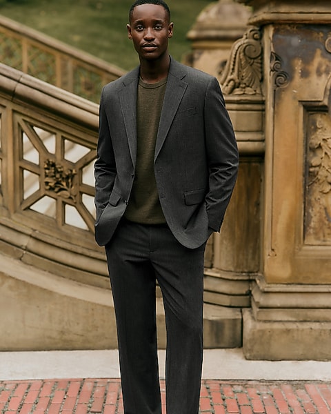 charcoal grey dress pants CONCITOR Men's Trousers Flat Front Slacks Solid GRAY Color These charcoal gray pants are mens size 62 Athletic Fit Stretch Suit Pants