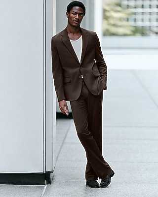 Relaxed Brown Double Breasted Stretch Suit