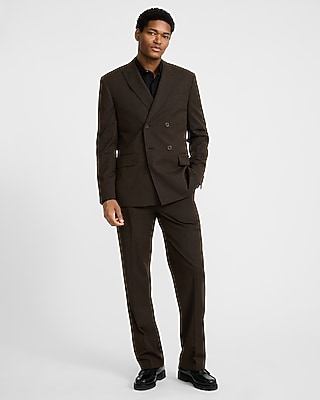 Relaxed Brown Stretch Suit Pant