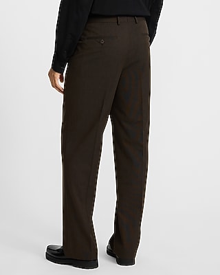 Relaxed Brown Stretch Suit Pant