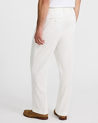 Relaxed White Stretch Suit Pant
