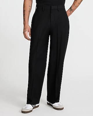 Baggy Black Linen-blend Dress Pant