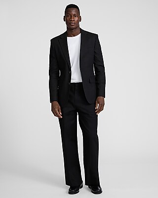 Baggy Black Linen-Blend Dress Pant