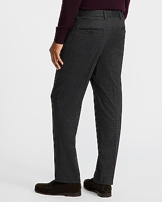 Slim Houndstooth Flannel Knit Suit Pant
