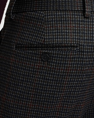 Slim Houndstooth Flannel Knit Suit Pant