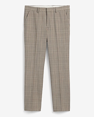 Extra Slim Plaid Wool-Blend Stretch Suit Pant
