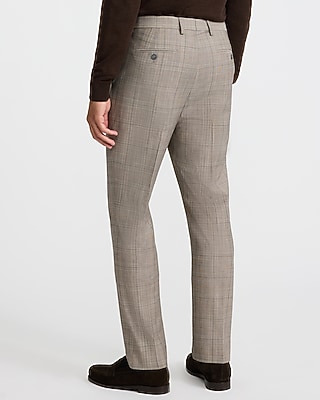 Extra Slim Plaid Wool-Blend Stretch Suit Pant