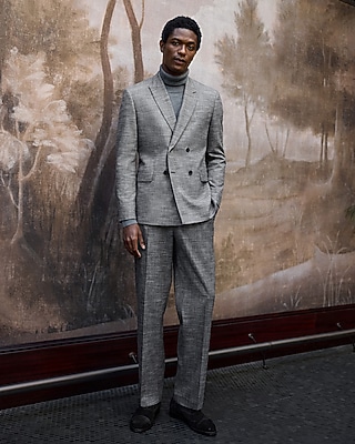 Relaxed Pleated Heather Grey Suit Pant | Express