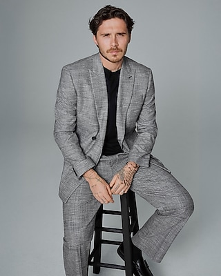 Relaxed Pleated Heather Grey Suit Pant