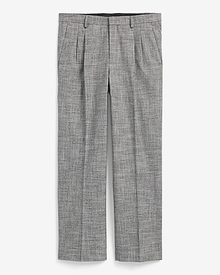 Relaxed Pleated Heather Grey Suit Pant