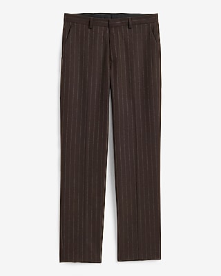 Classic Striped Dark Brown Brushed Flannel Suit Pant