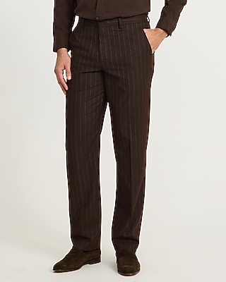 Classic Striped Dark Brown Brushed Flannel Suit Pant